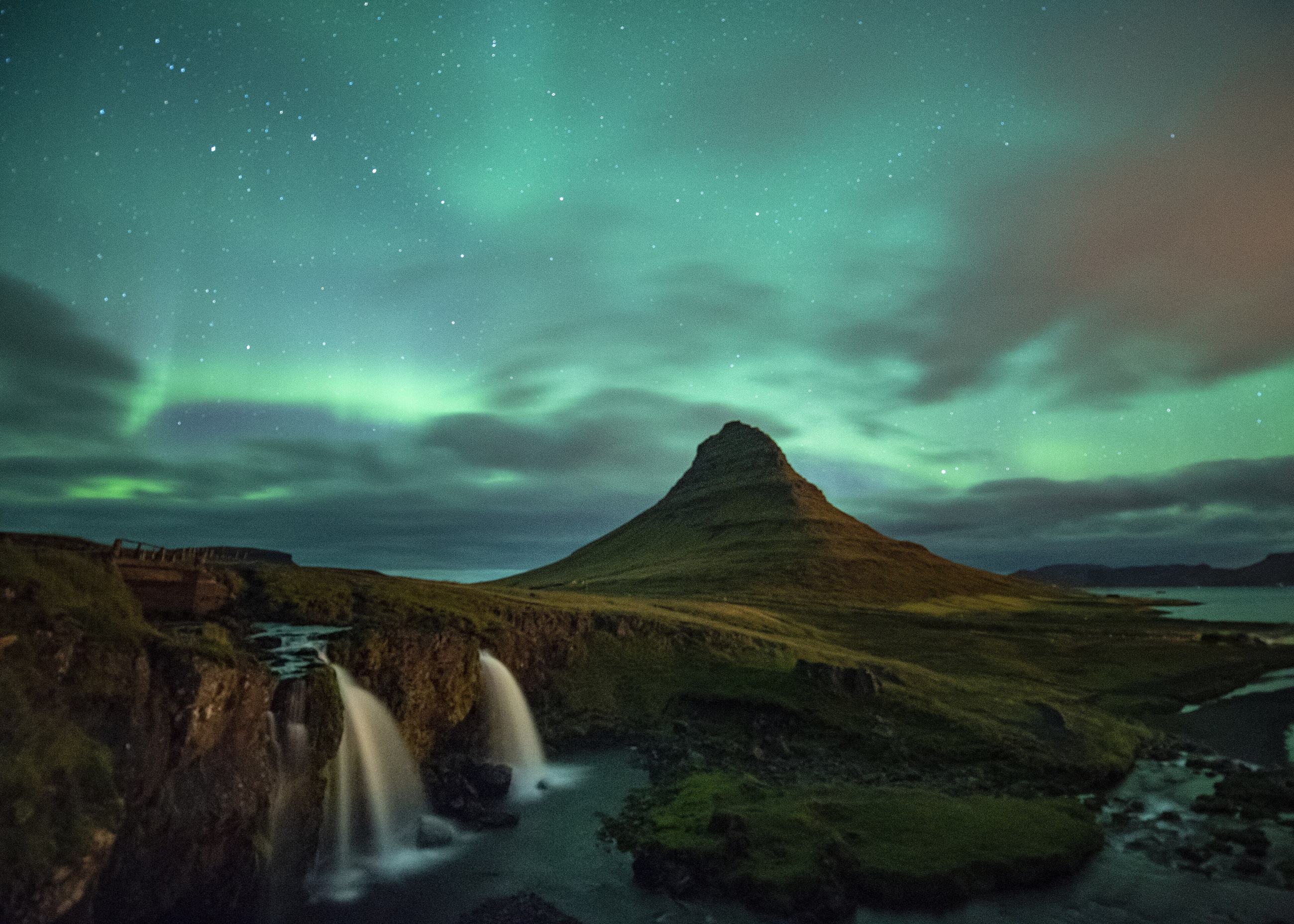 Northern lights over Kirkjufell